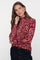 Geisha Damentop mit hohem Kragen und farbenfrohem Print