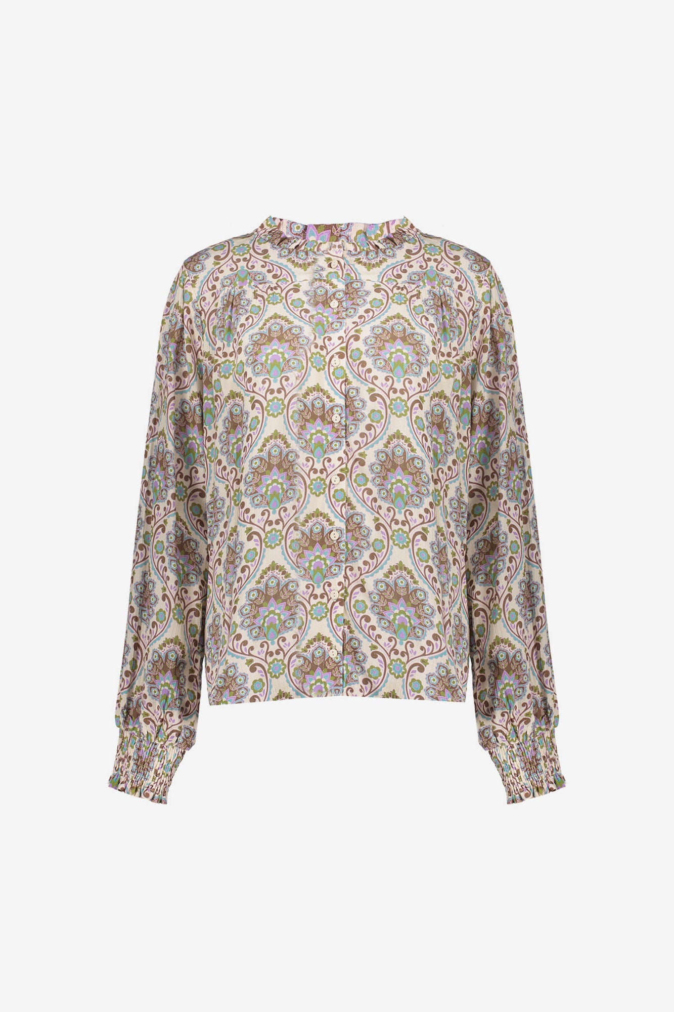 Geisha Damenbluse mit Kachelmuster und Lurex