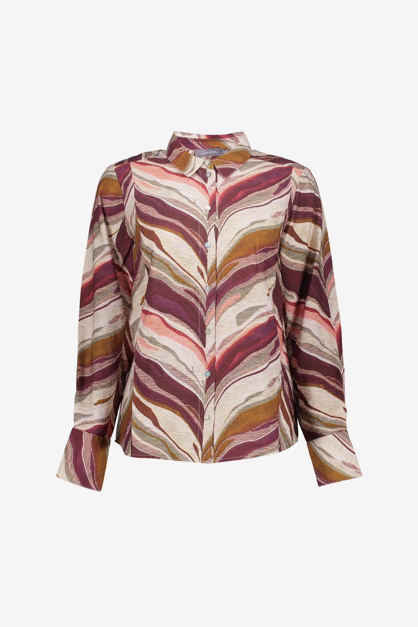 Geisha Damenbluse mit grafischem Wellenmuster