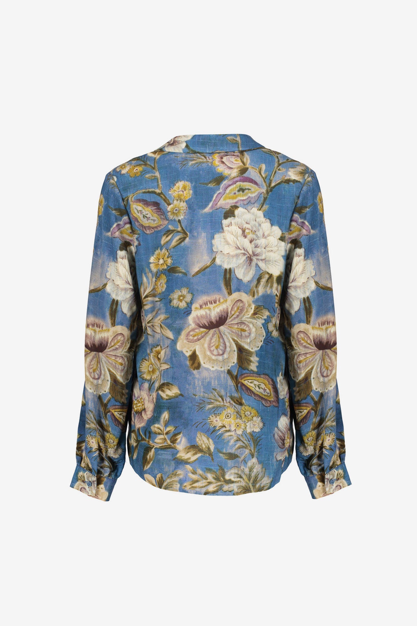 Geisha Damenbluse mit Blumendesign in Blautönen