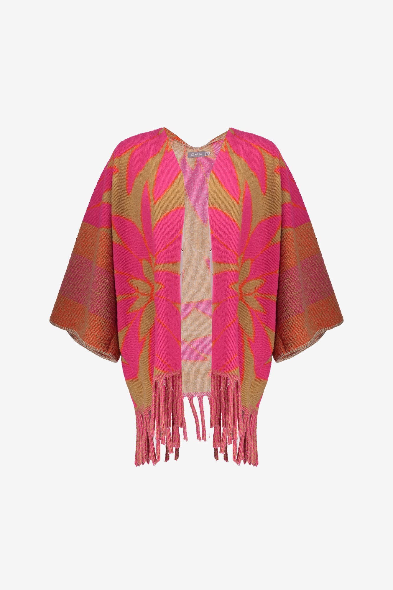 Geisha Damen bunter Poncho mit Fransen