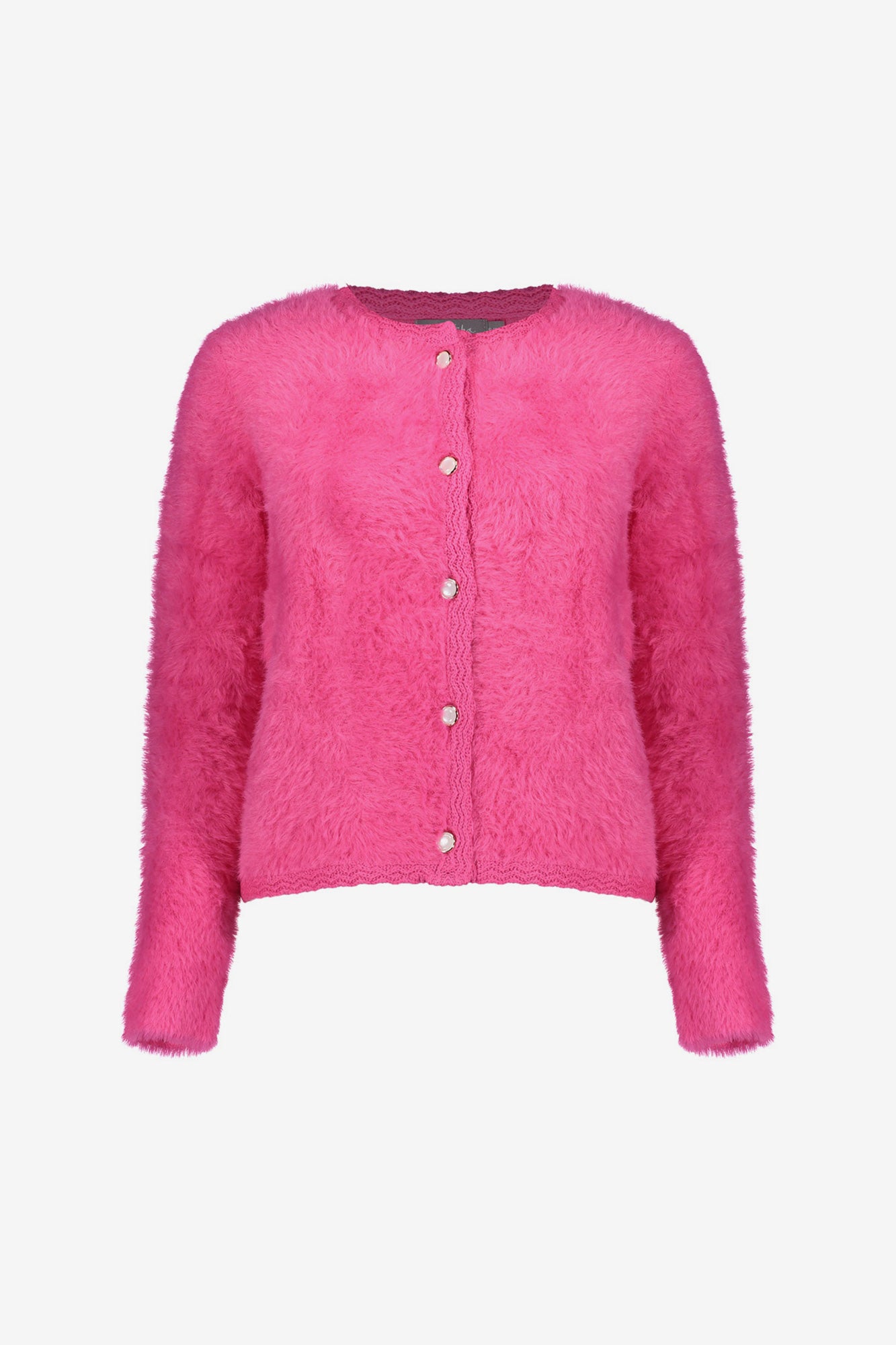 Geisha Damenflauschige Strickjacke mit Häkel-Details