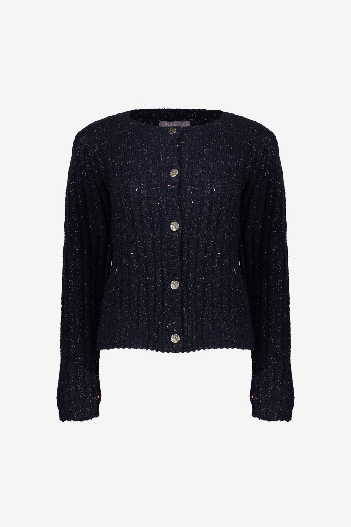 Geisha Damenstrickjacke in Navy mit goldenen Knöpfen und Glitzer-Detail