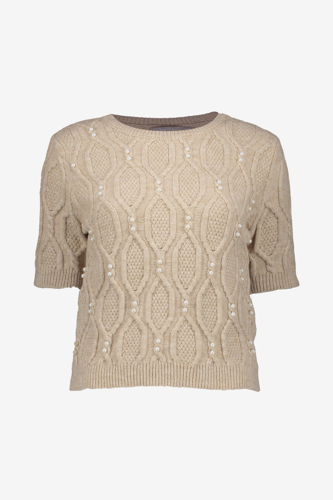 Geisha Damenstrickpullover mit Rundhalsausschnitt und Perlen