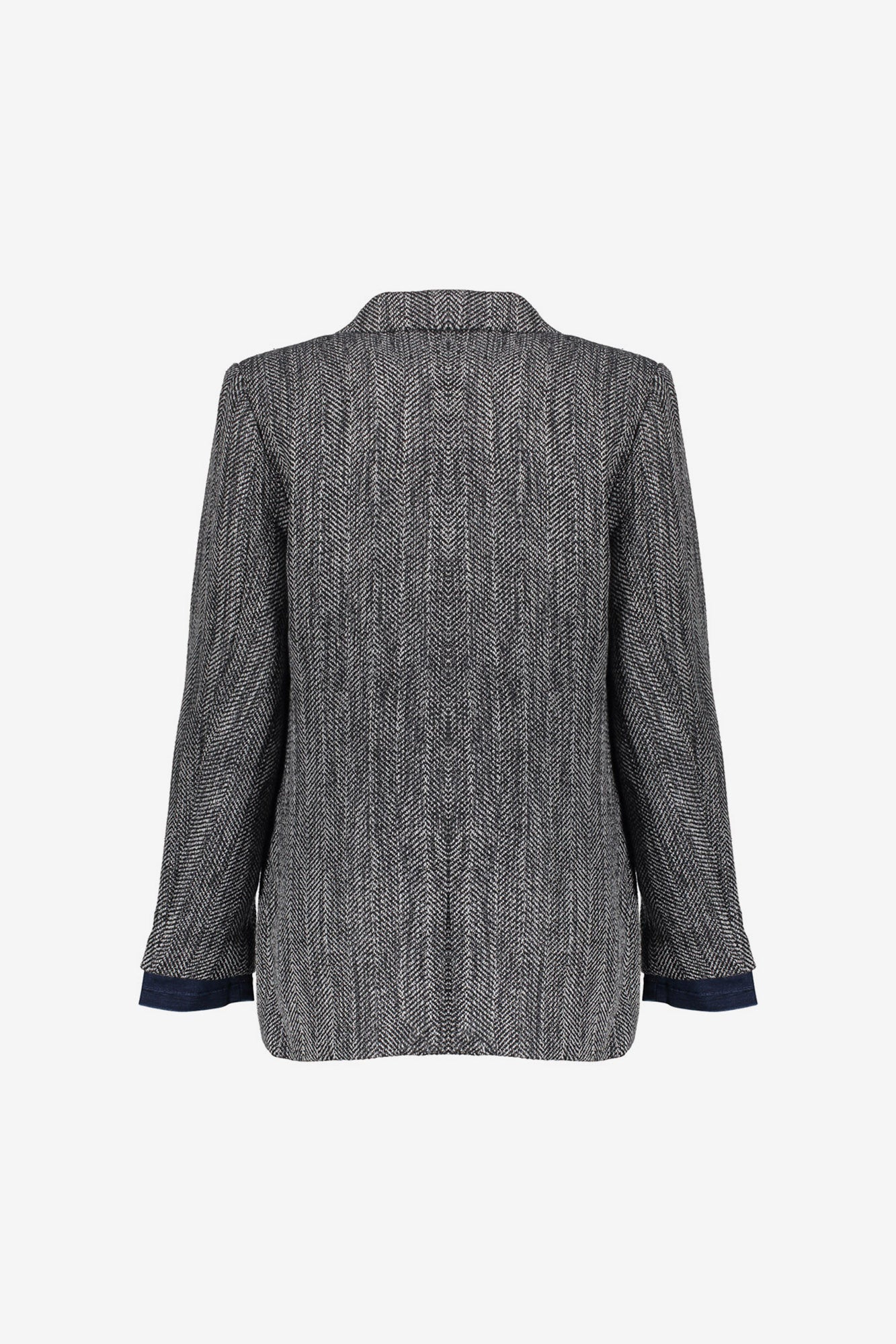 Geisha Damen-Langblazer mit Fischgrätenmuster und Denim-Akzenten