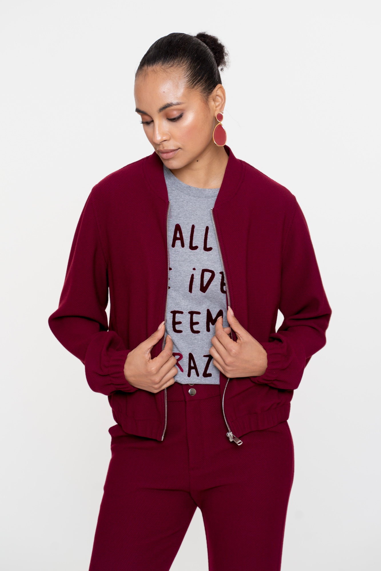 Geisha Damen Bomberjacke mit Reißverschluss und Wabenstruktur