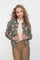 Geisha Damenbomberjacke in Grün mit Blumenprint und Druckknopfverschluss