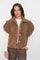 Geisha Damen-Boxyjacke aus Teddyfell in warmem Camelton