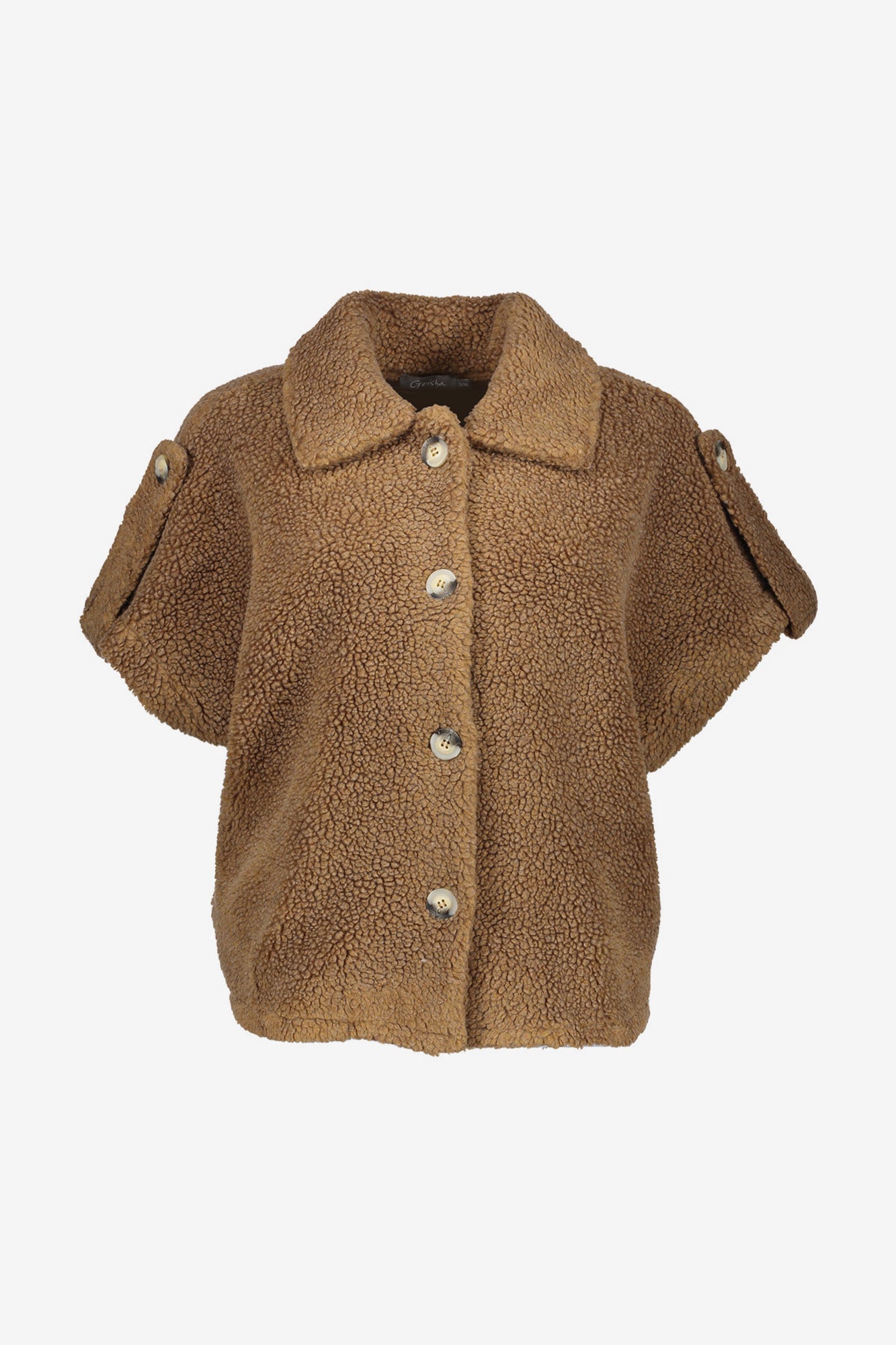 Geisha Damen-Boxyjacke aus Teddyfell in warmem Camelton
