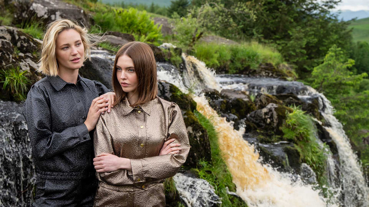 Harmony in Nature: Geisha by the Scottish Falls