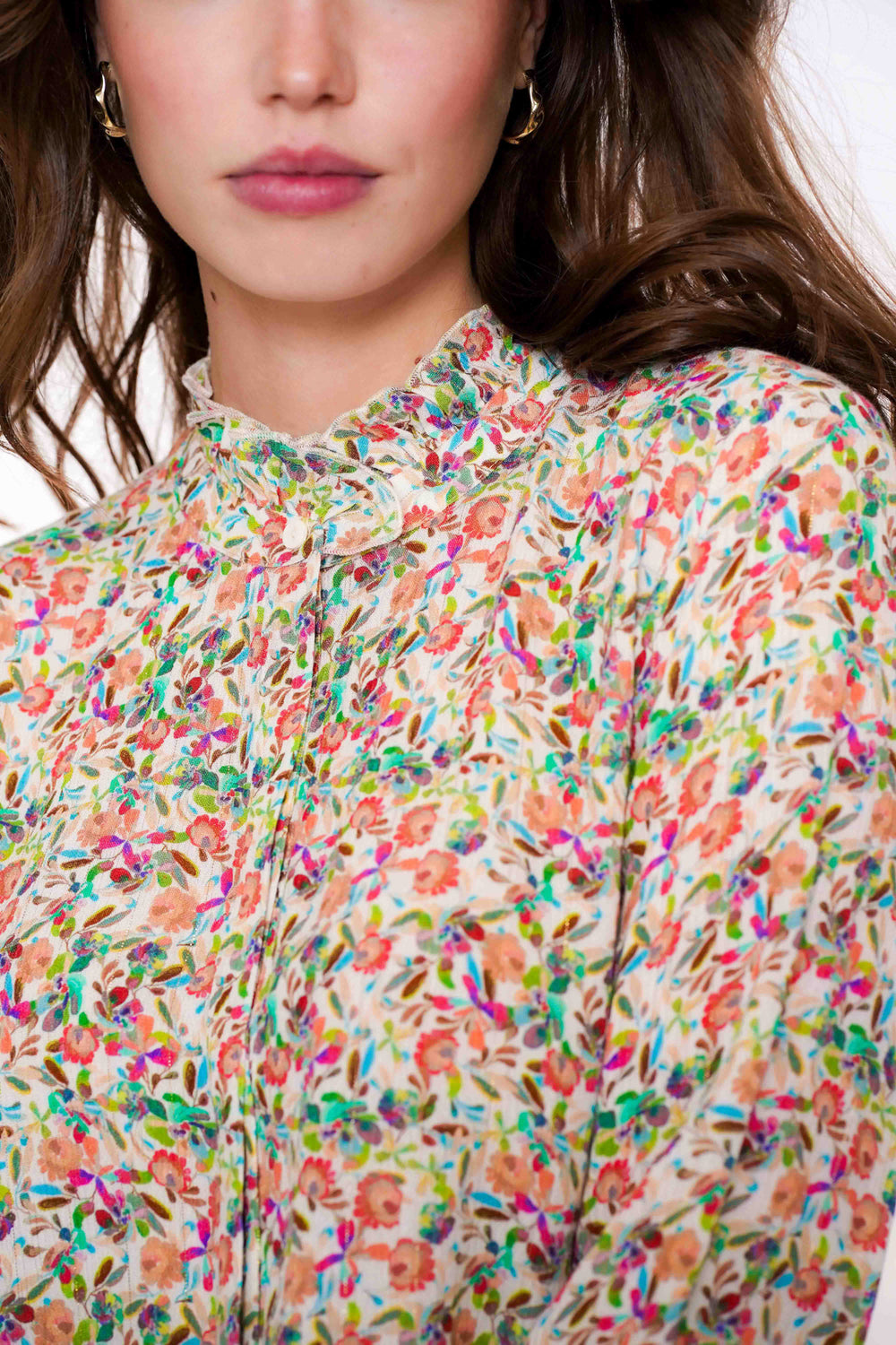 Geisha Fashion Damenbluse Blumenprint Rüschen
