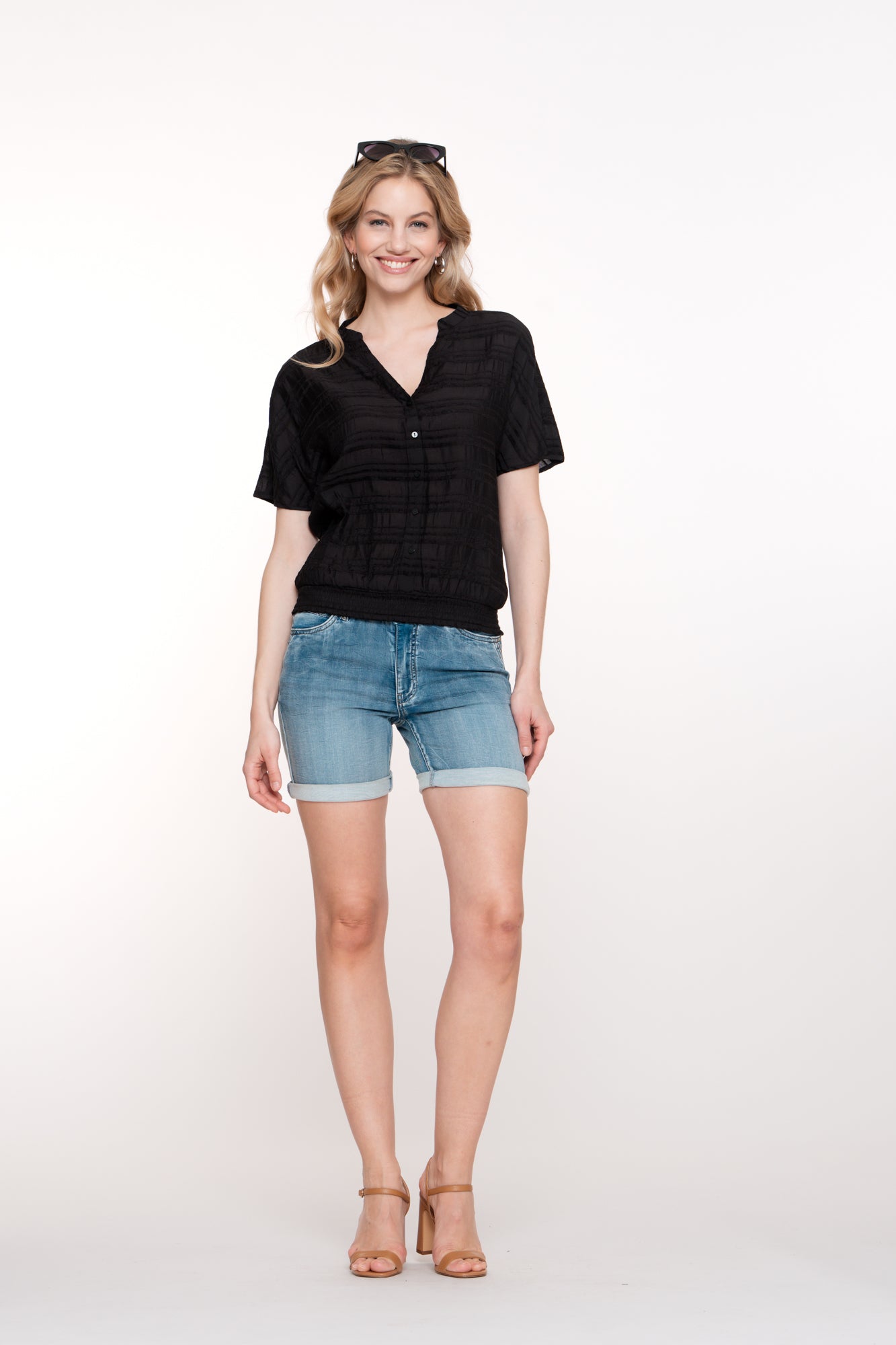 Geisha Fashion Damen Skinny Shorts mit umgeschlagenen Beinen