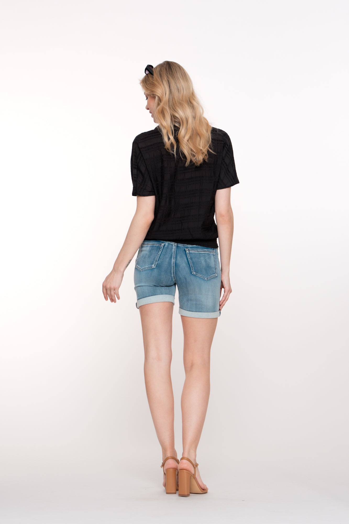 Geisha Fashion Damen Skinny Shorts mit umgeschlagenen Beinen