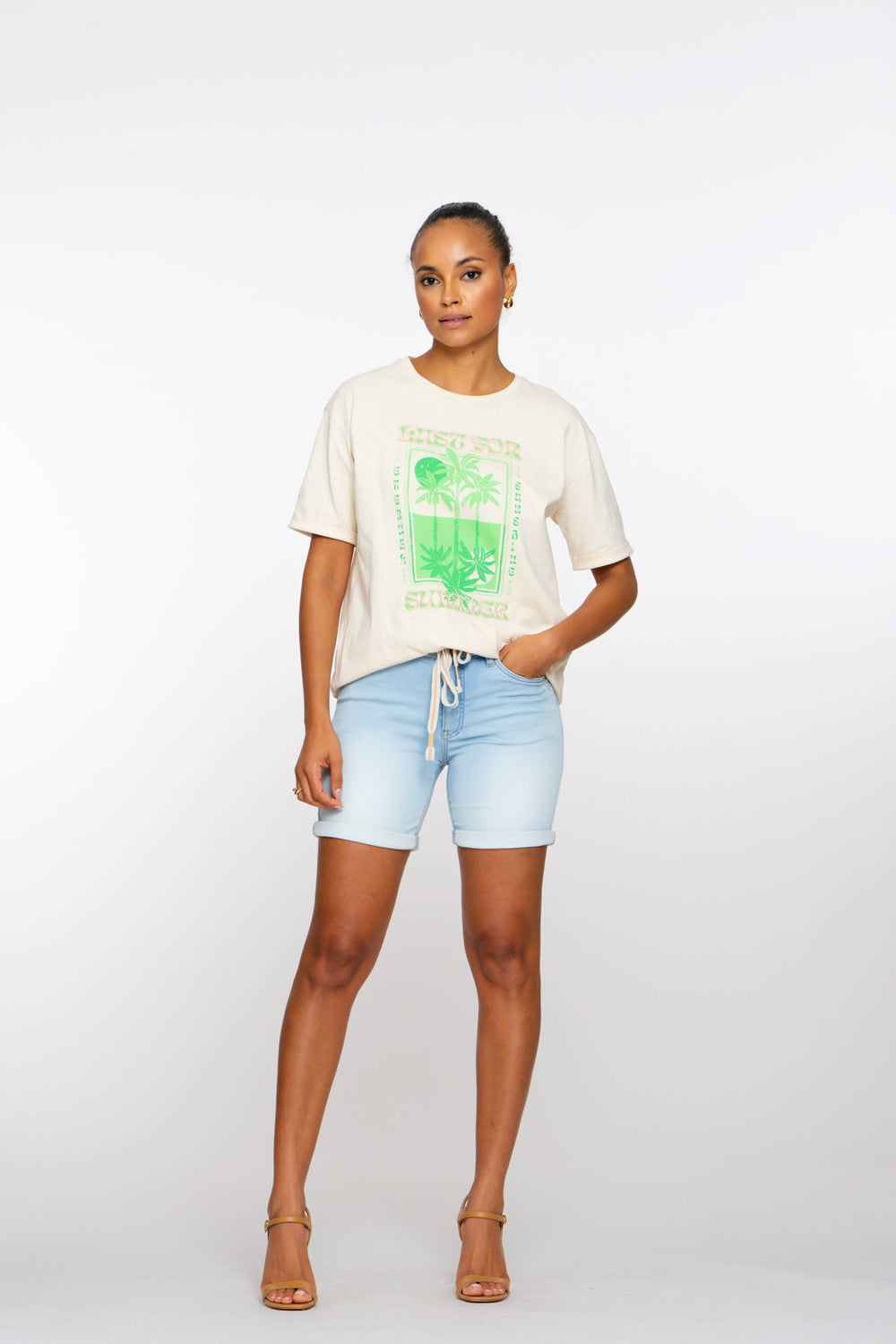 Geisha Fashion Damen Skinny Shorts mit umgeschlagenen Beinabschlüssen