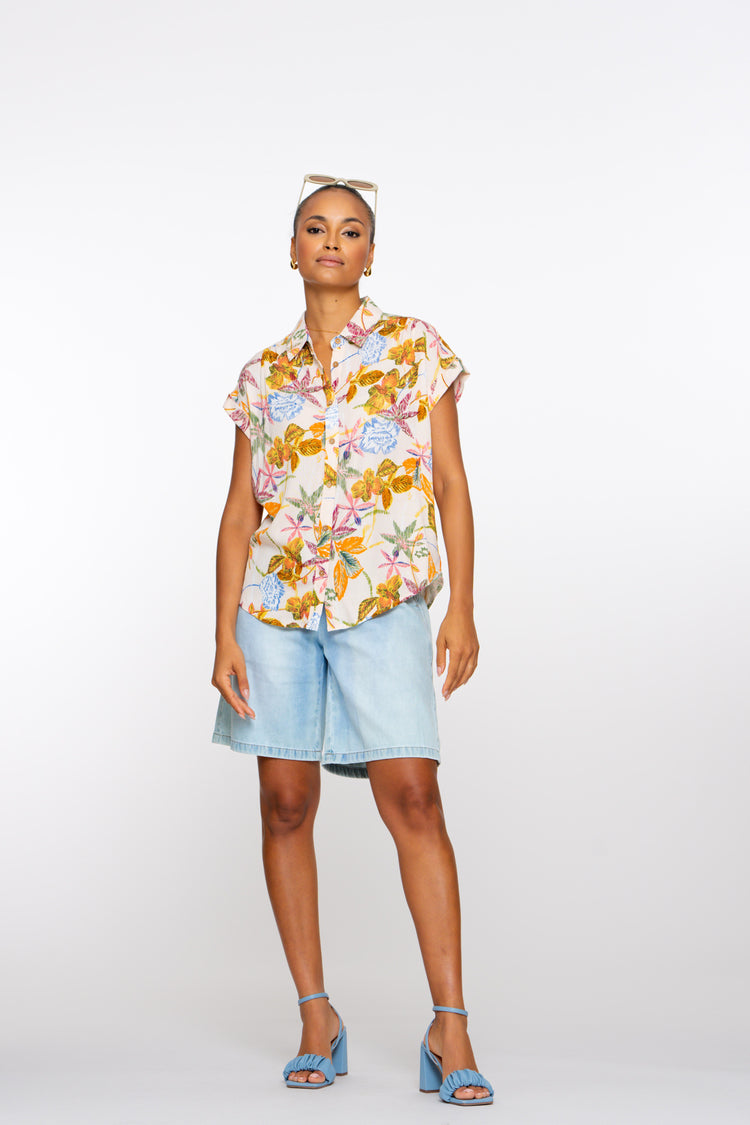 Geisha Fashion Damen Bleached Denim Shorts