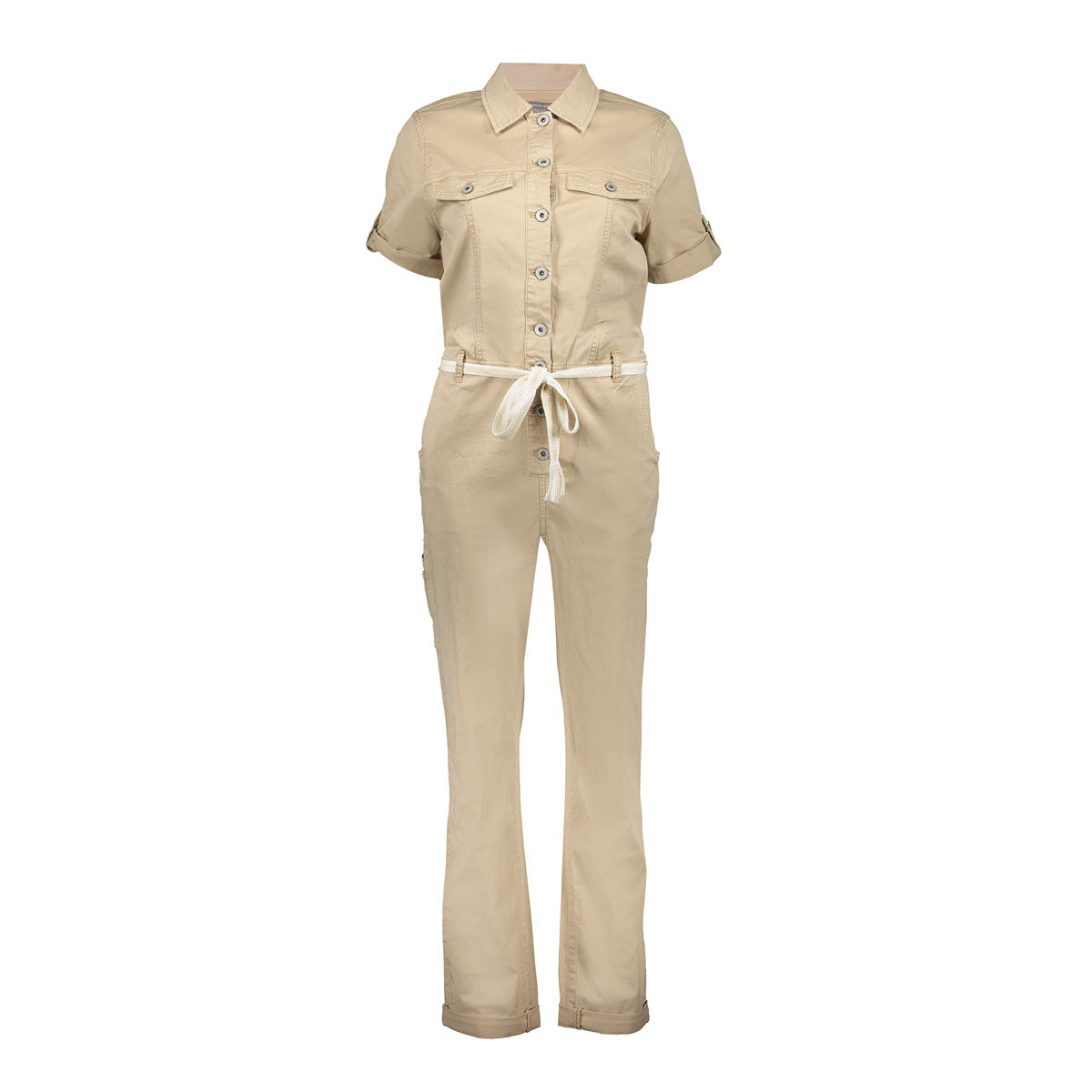 Geisha Fashion Damen Cargo Jumpsuit mit Bindegürtel