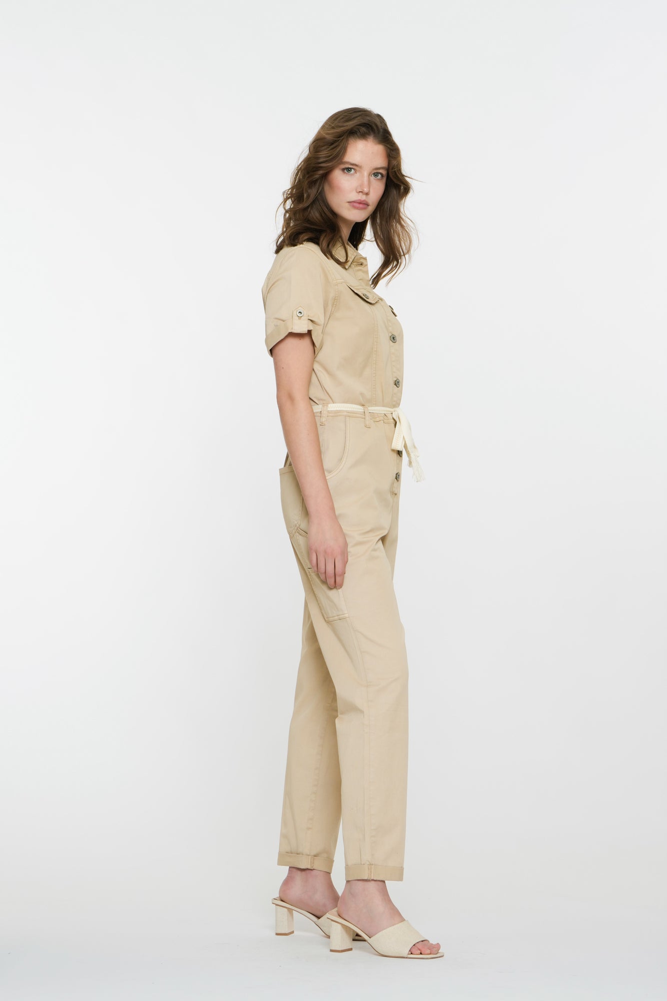Geisha Fashion Damen Cargo Jumpsuit mit Bindegürtel