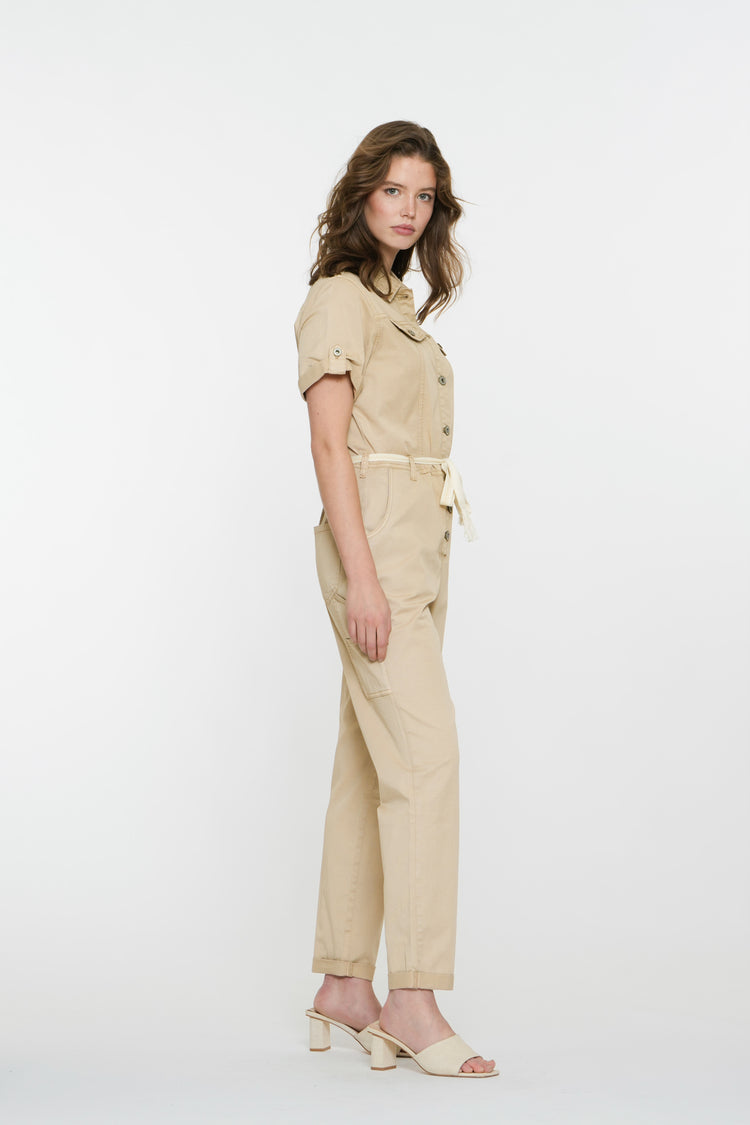 Geisha Fashion Damen Cargo Jumpsuit mit Bindegürtel