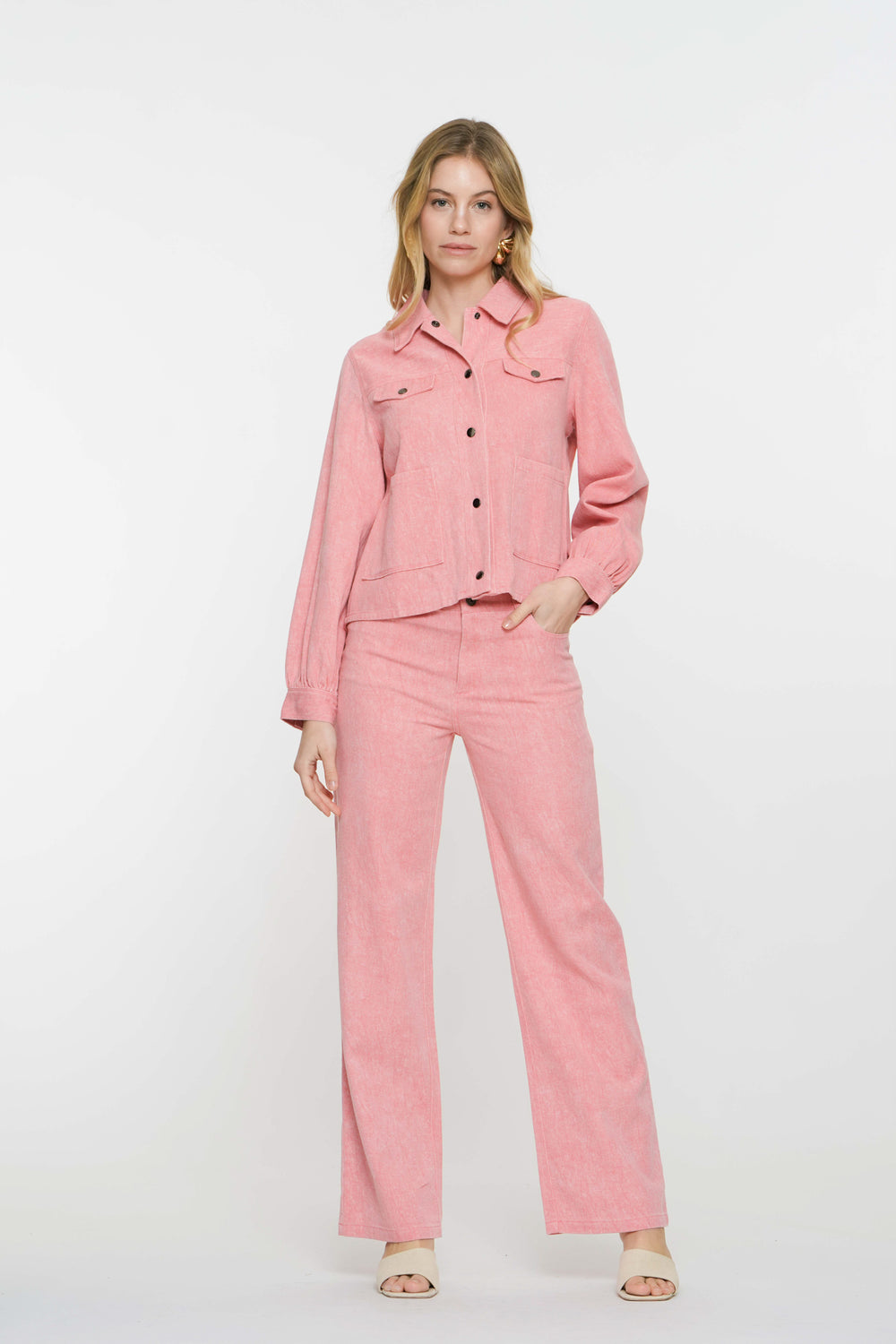 Geisha Fashion Damen rosa Melange Hose