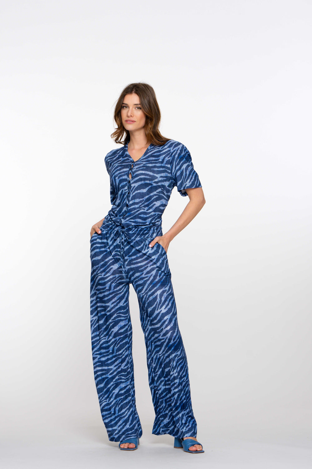 Geisha Fashion Damen Jumpsuit mit Print und geradem Bein