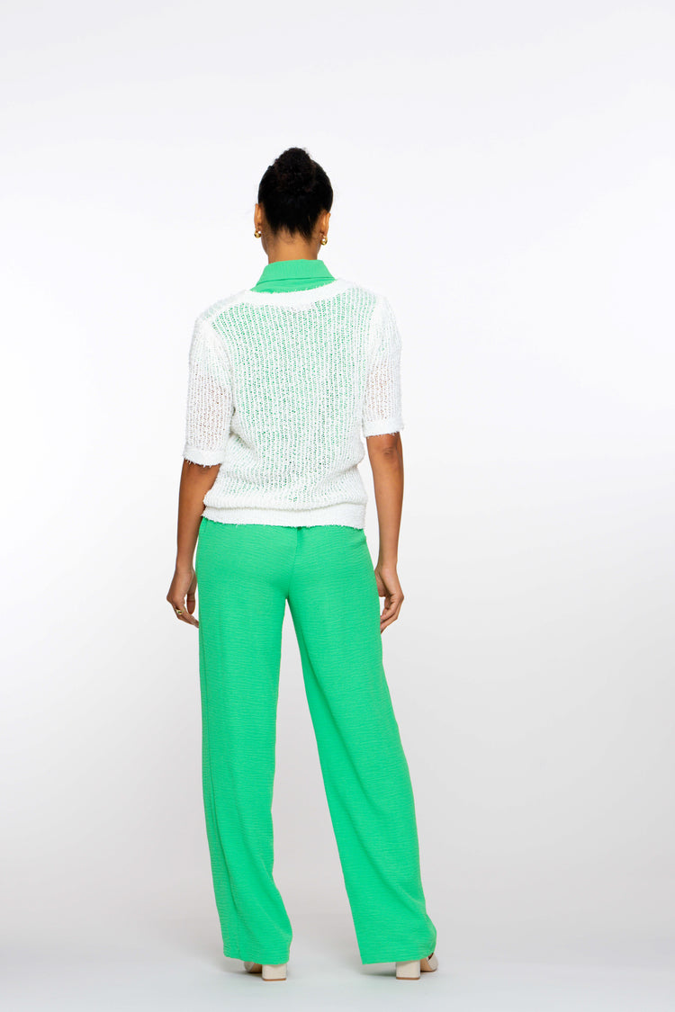 Geisha Fashion Damen Crinkle Hose mit Stoffgürtel