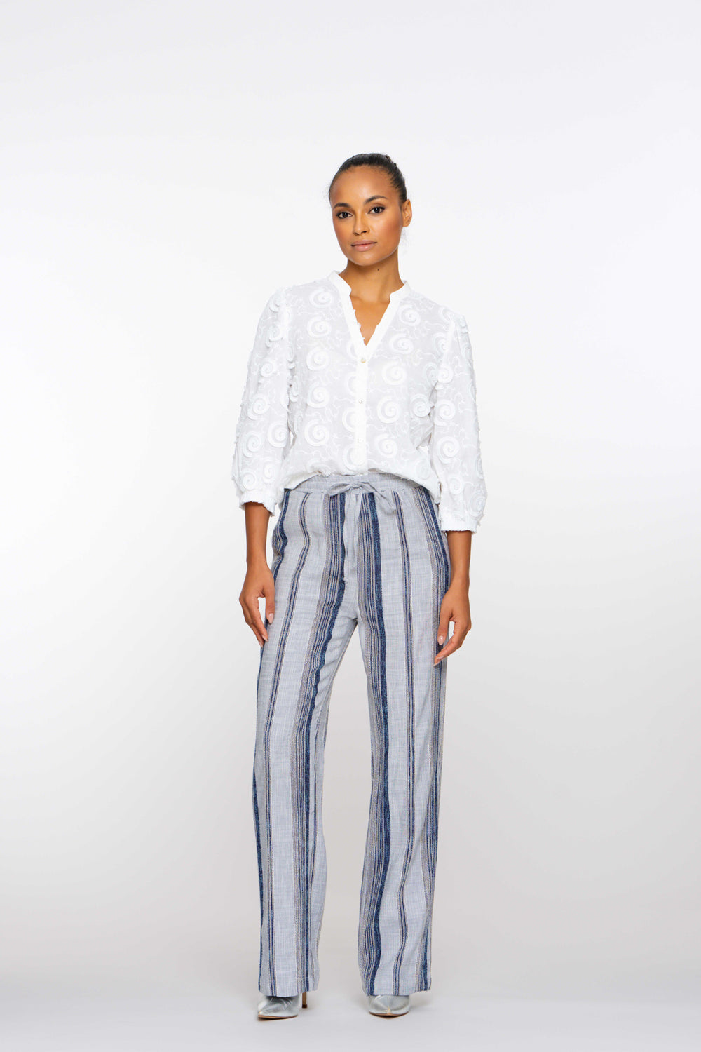 Geisha Fashion Damen Hose mit Lurex-Streifen