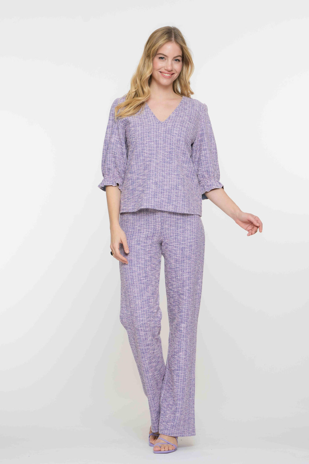 Geisha Fashion Damen Tweed Melange Hose