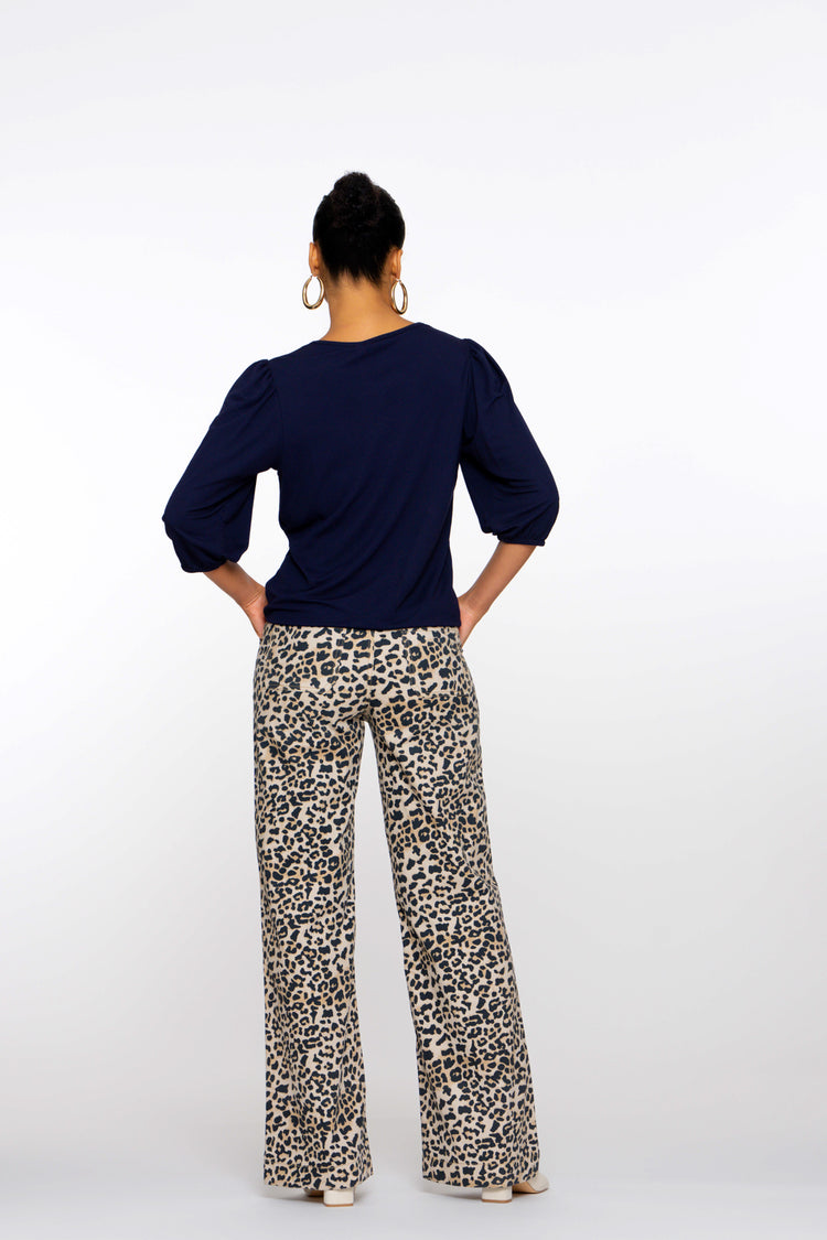 Geisha Fashion Damen Straight Fit Hose mit Leopardenmuster