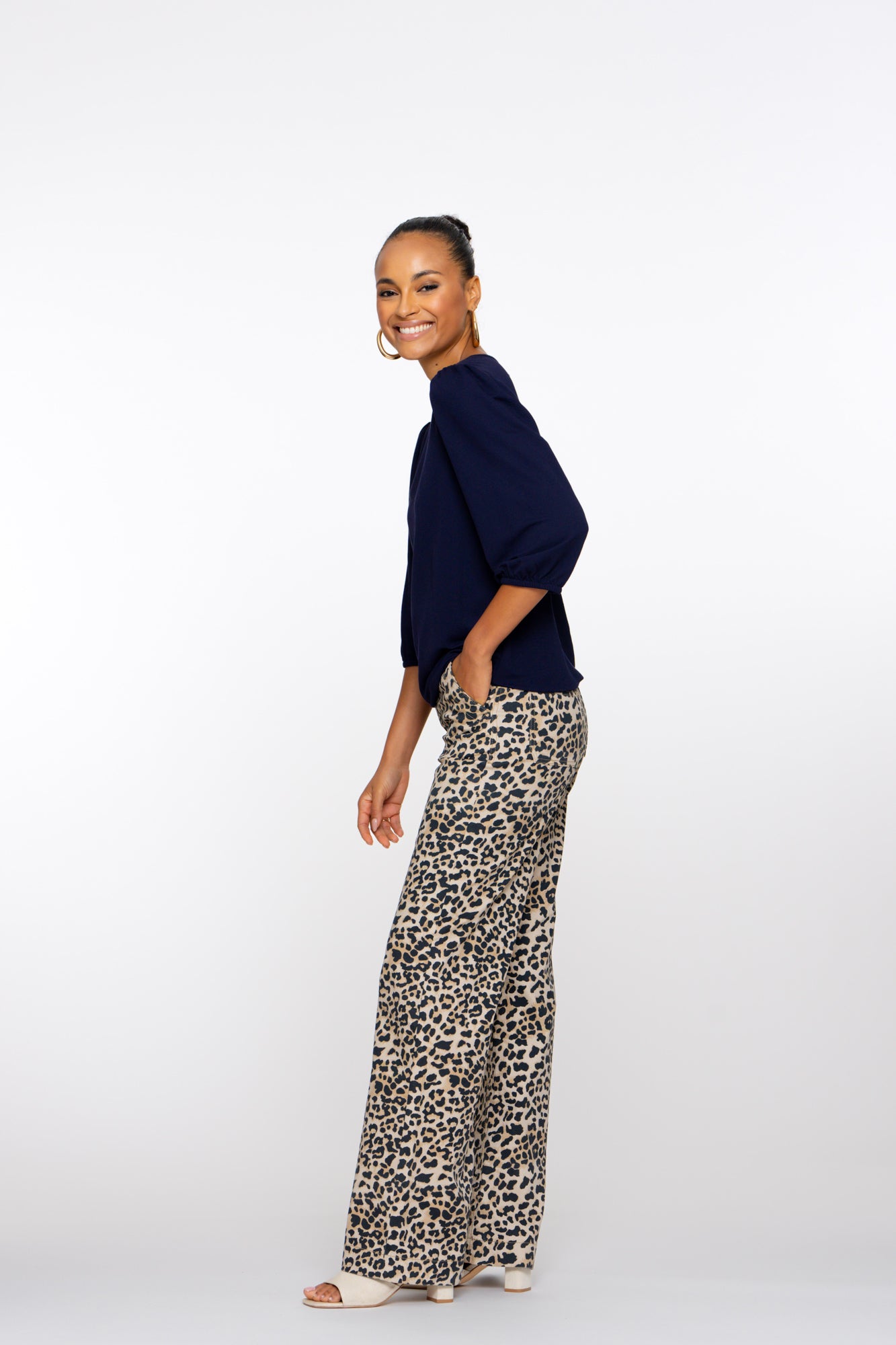 Geisha Fashion Damen Straight Fit Hose mit Leopardenmuster