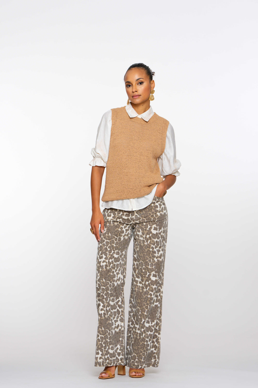 Geisha Fashion Damen Straight Leg Jeans mit Leopardenmuster