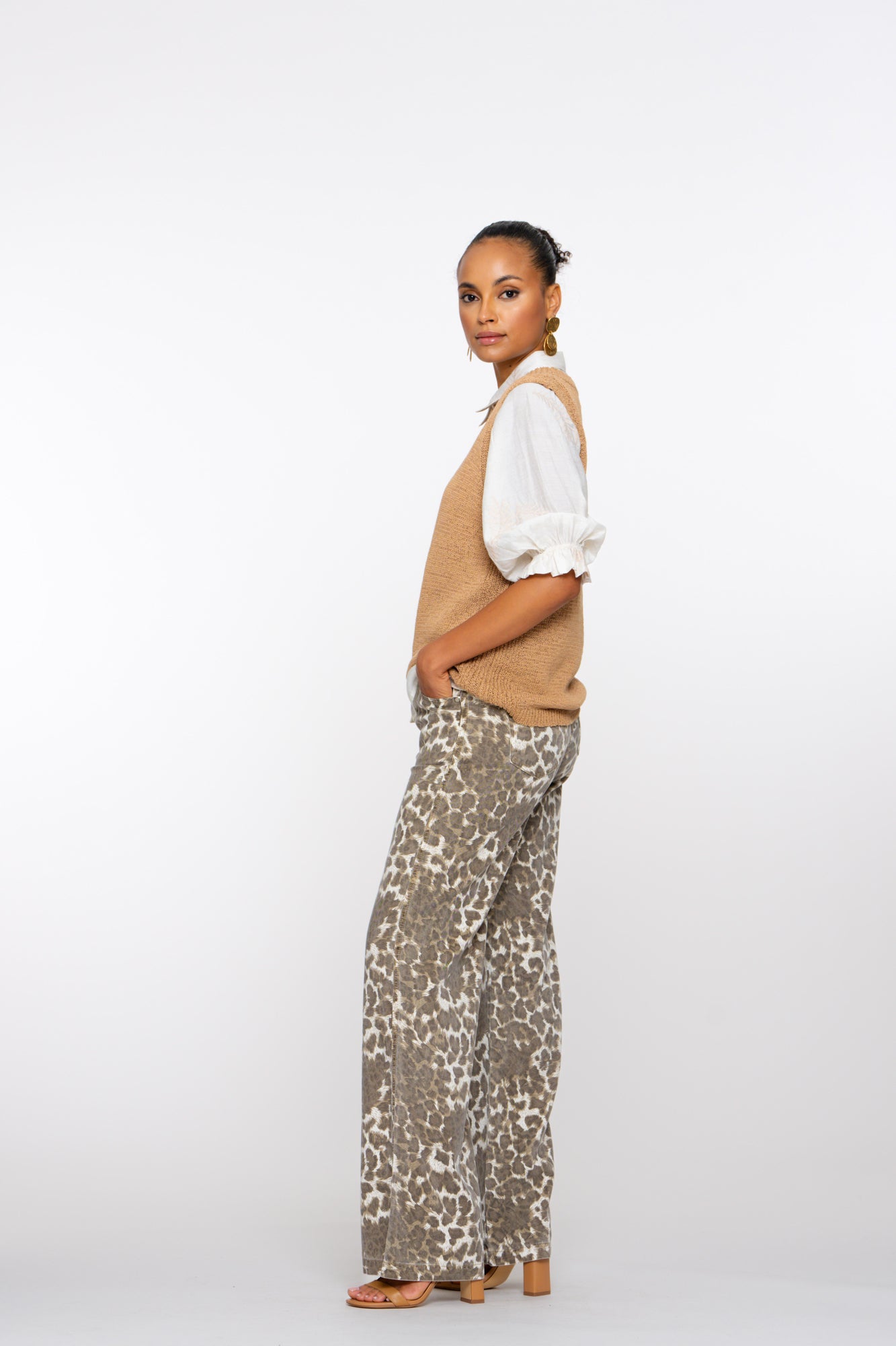 Geisha Fashion Damen Straight Leg Jeans mit Leopardenmuster