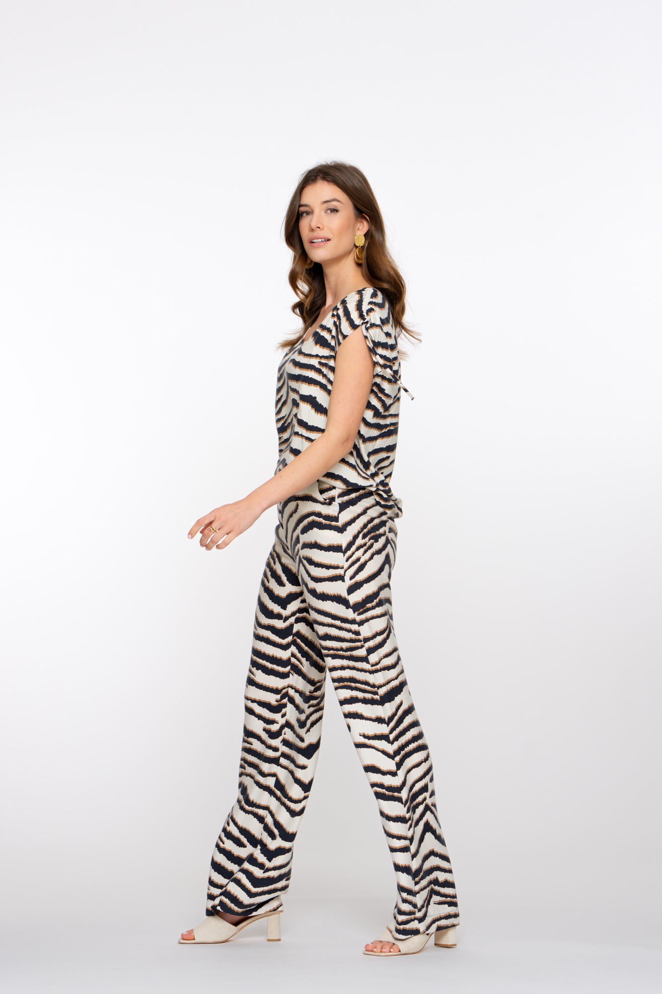 Geisha Fashion Damen Straight Leg Hose mit Zebraprint