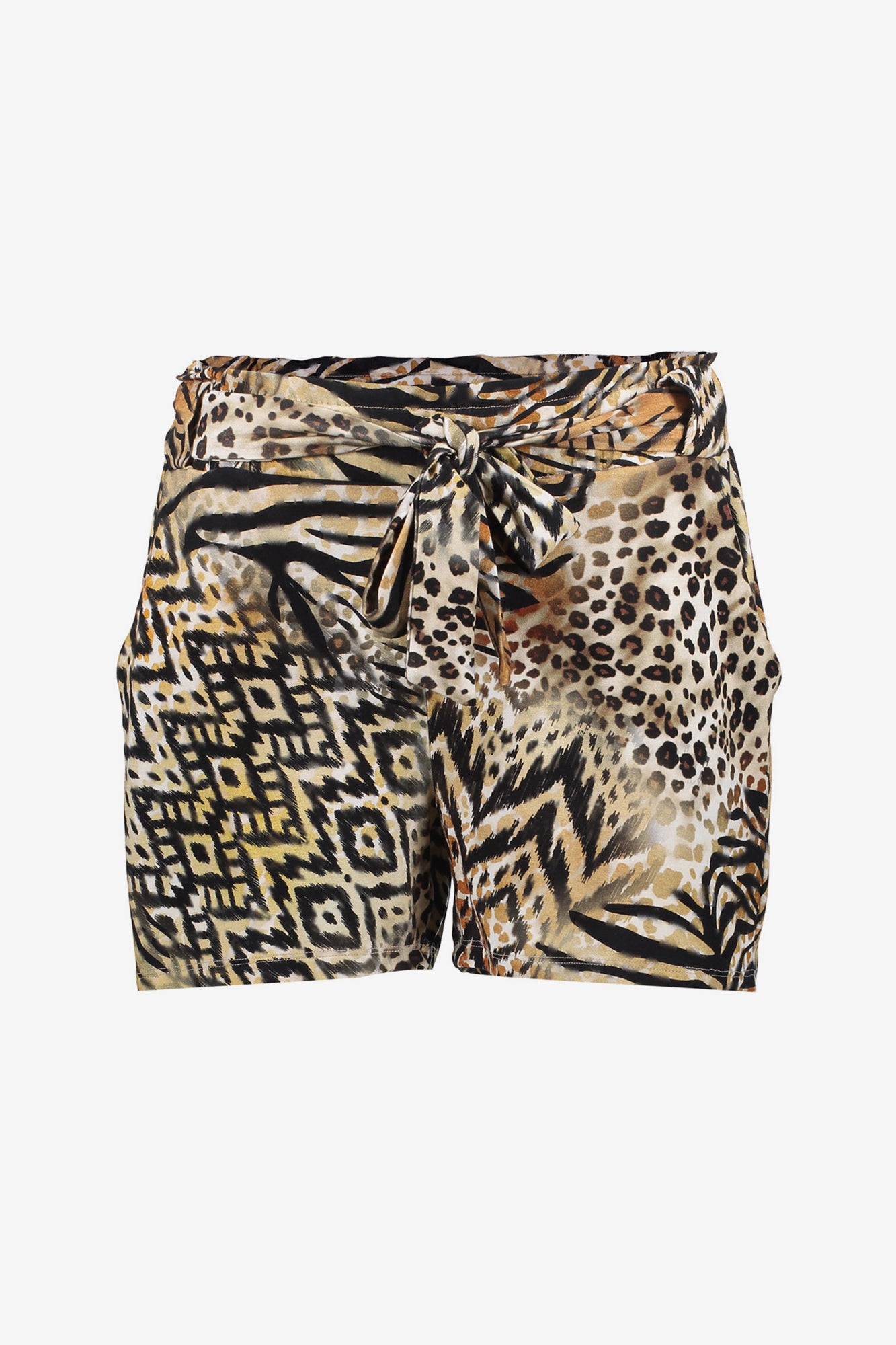 Geisha dames tricot short met print en ceintuur
