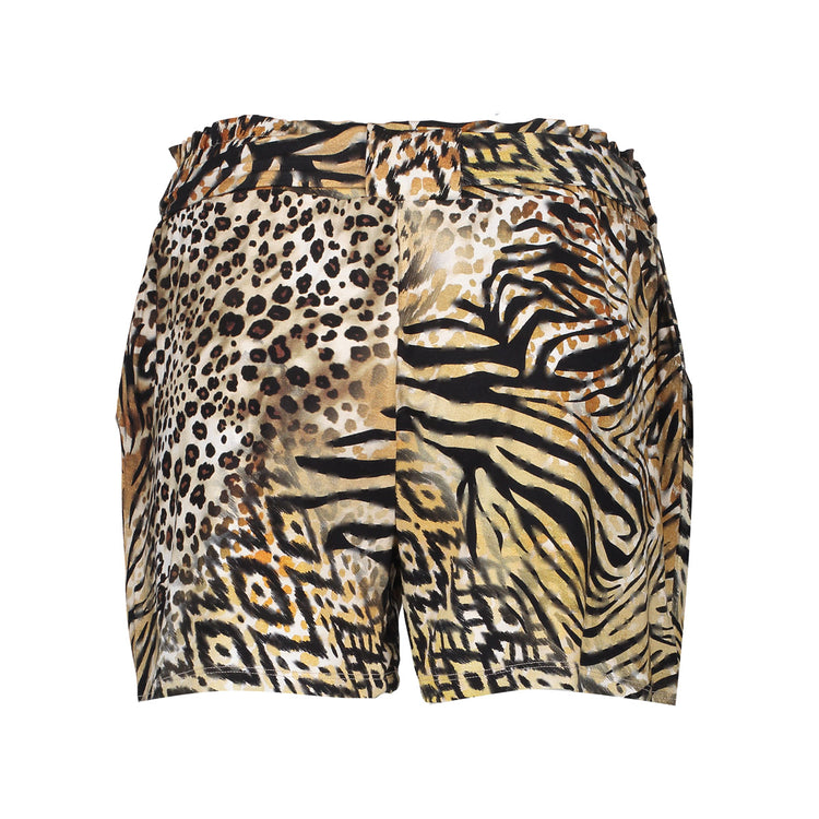 Geisha dames tricot short met print en ceintuur