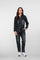 Geisha Damen-Grauer Denim-Jumpsuit mit Gürtel