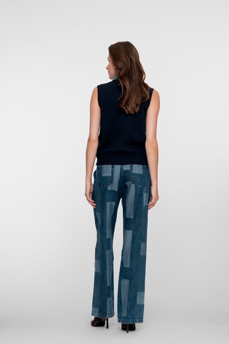Geisha Damen Jeans mit weitem Bein und Patchwork