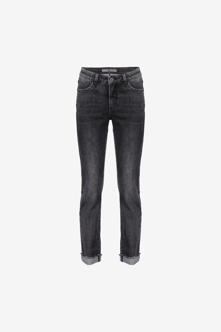 Geisha Damen-Slim-Fit-Jeans mit umgeschlagenen Hosenbeinen