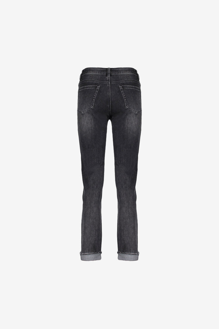 Geisha Damen-Slim-Fit-Jeans mit umgeschlagenen Hosenbeinen