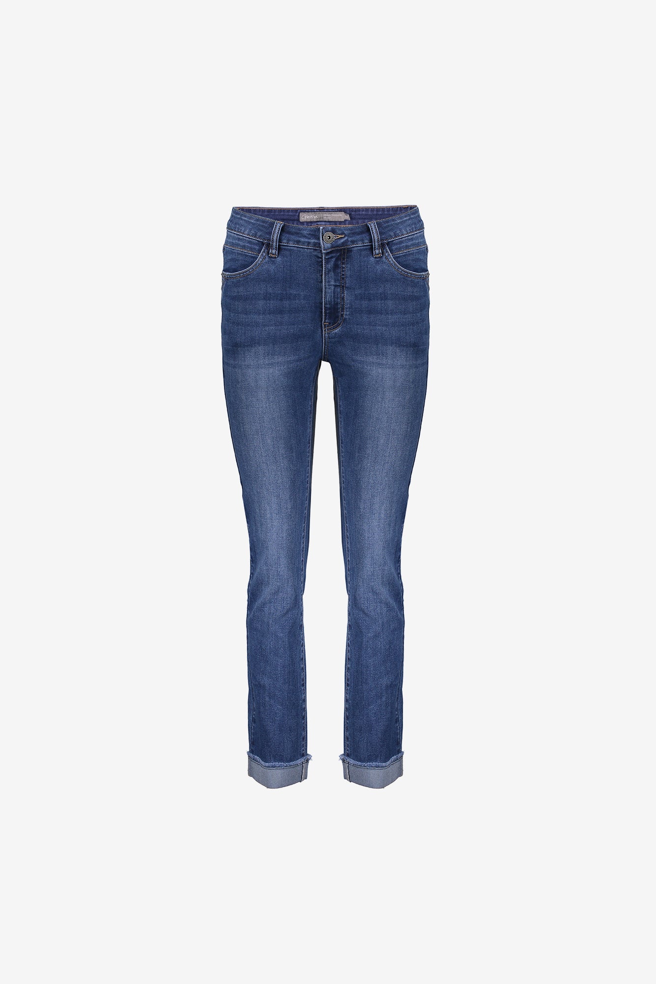 Geisha Damen-Slim-Fit-Jeans mit umgeschlagenen Hosenbeinen