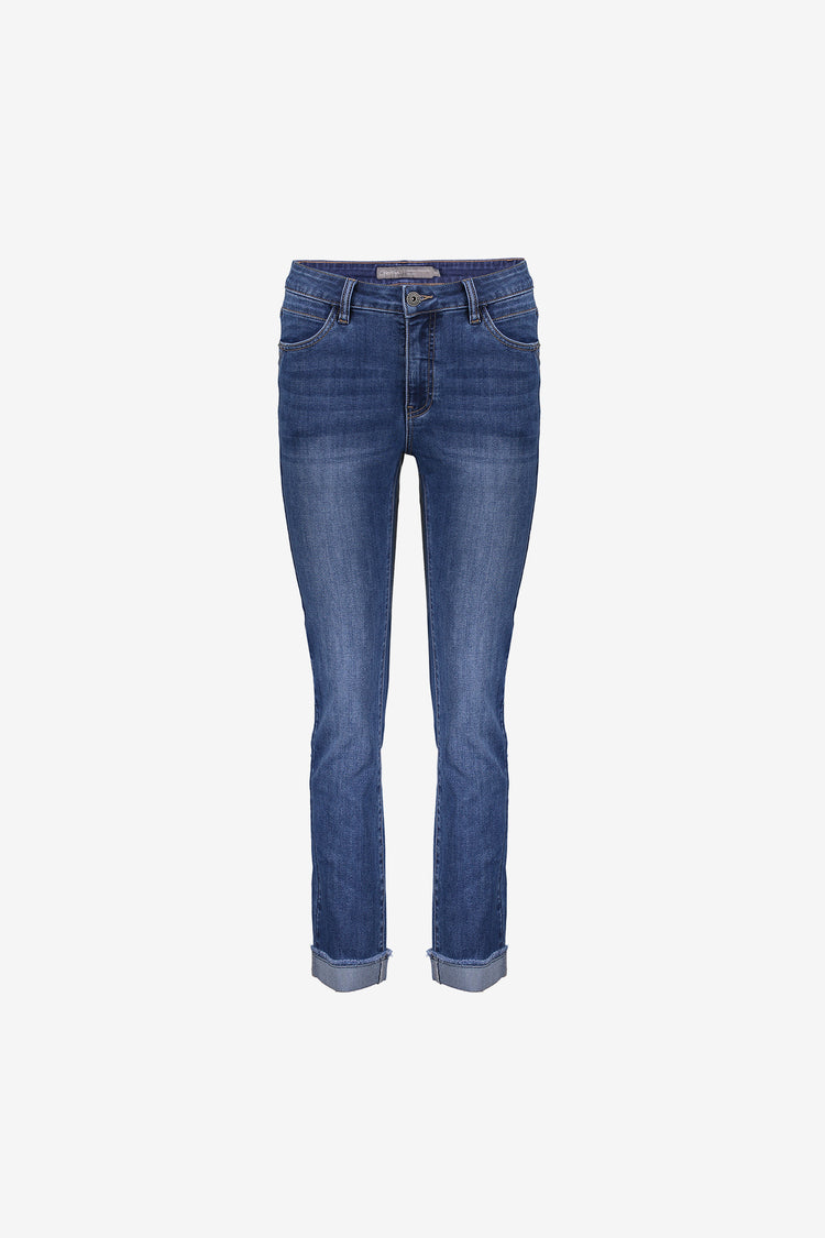 Geisha Damen-Slim-Fit-Jeans mit umgeschlagenen Hosenbeinen
