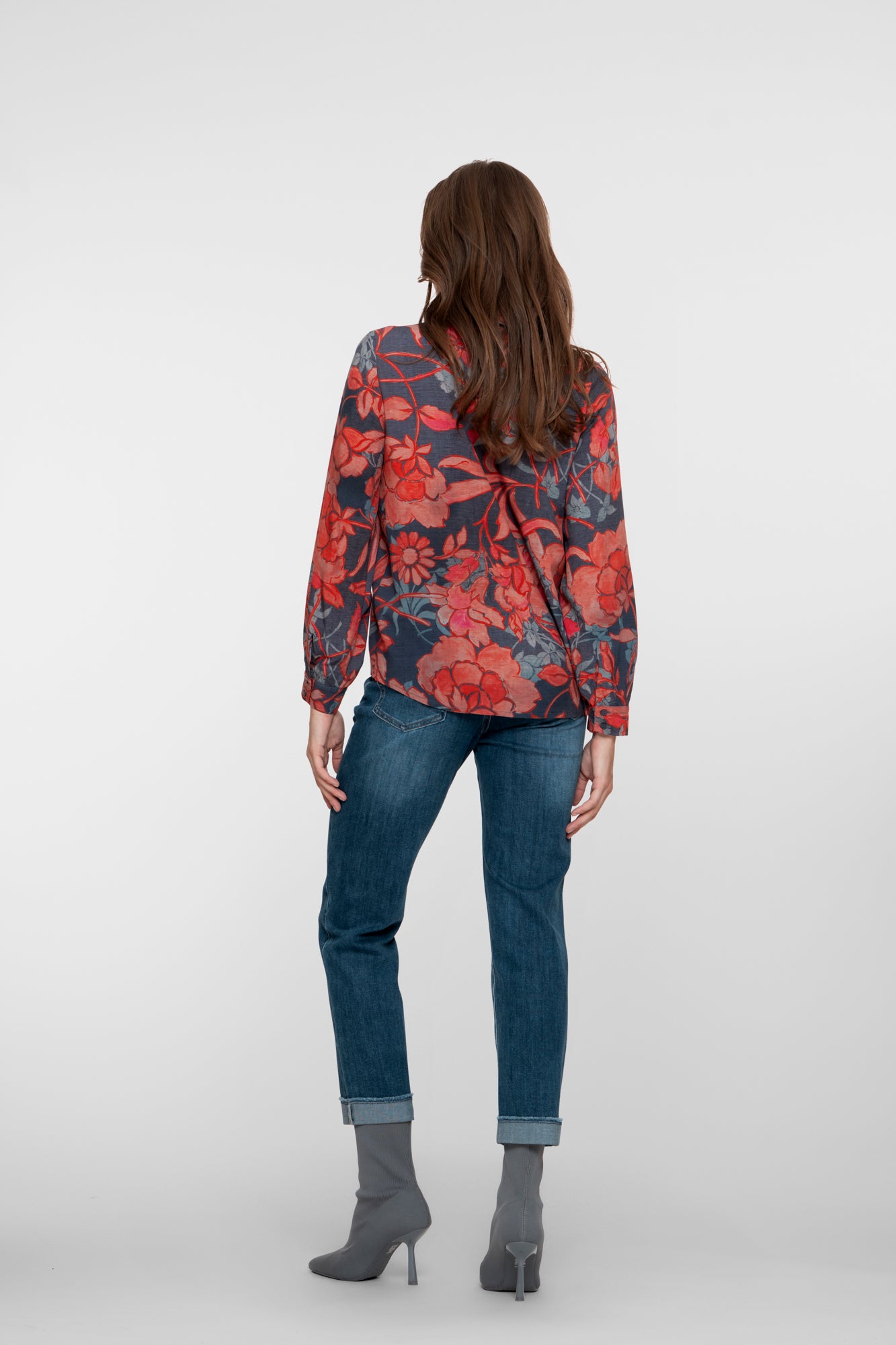 Geisha Damen-Slim-Fit-Jeans mit umgeschlagenen Hosenbeinen
