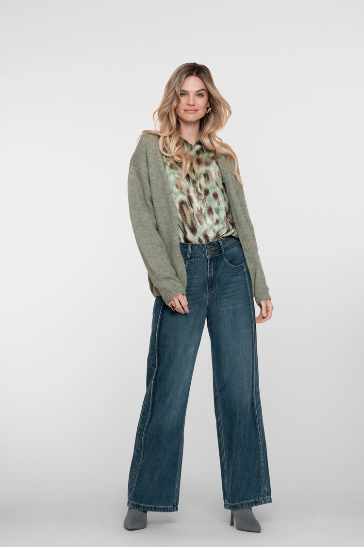 Geisha Damen-Flared-Jeans mit Doppelknopf