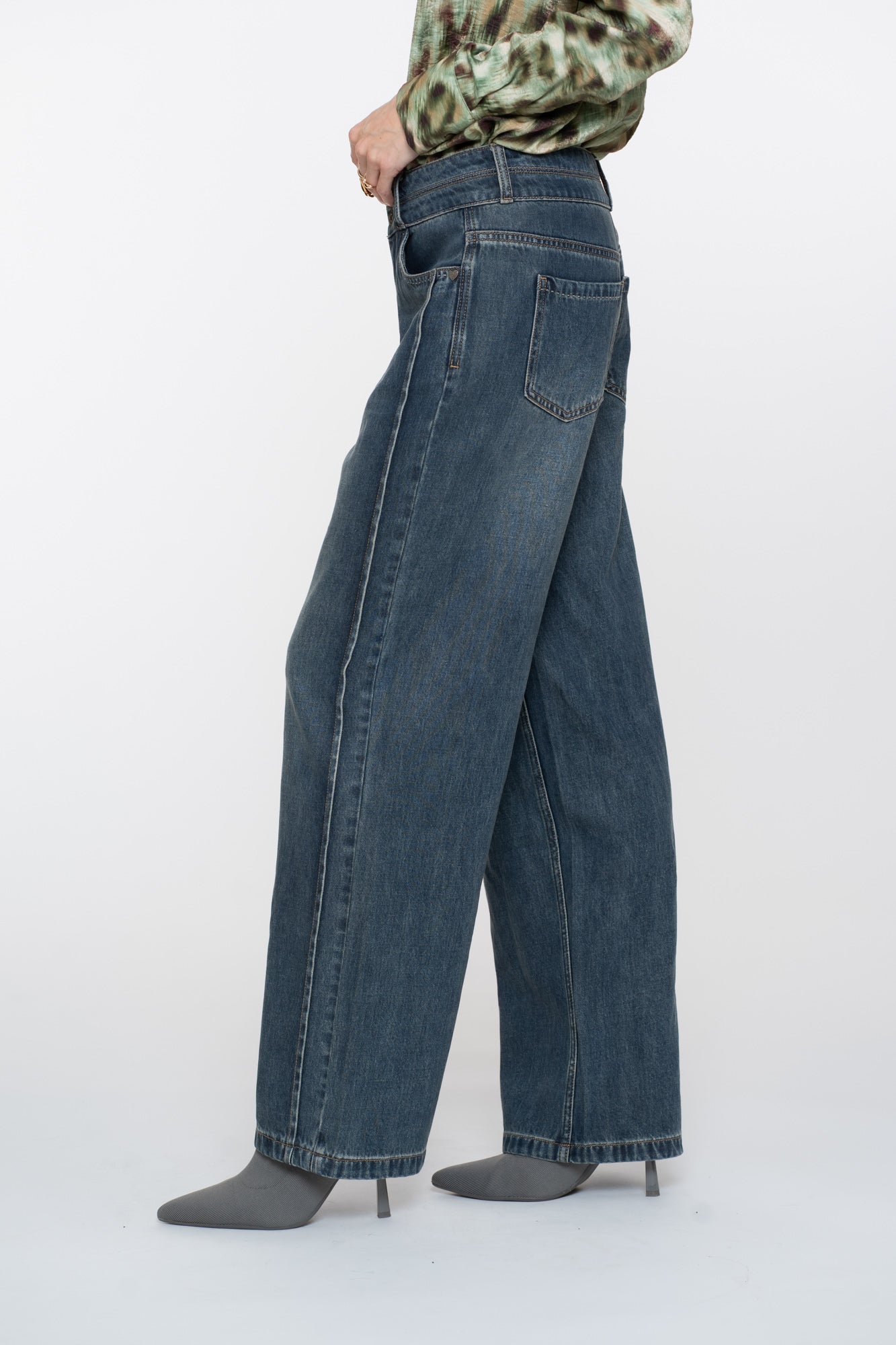 Geisha Damen-Flared-Jeans mit Doppelknopf