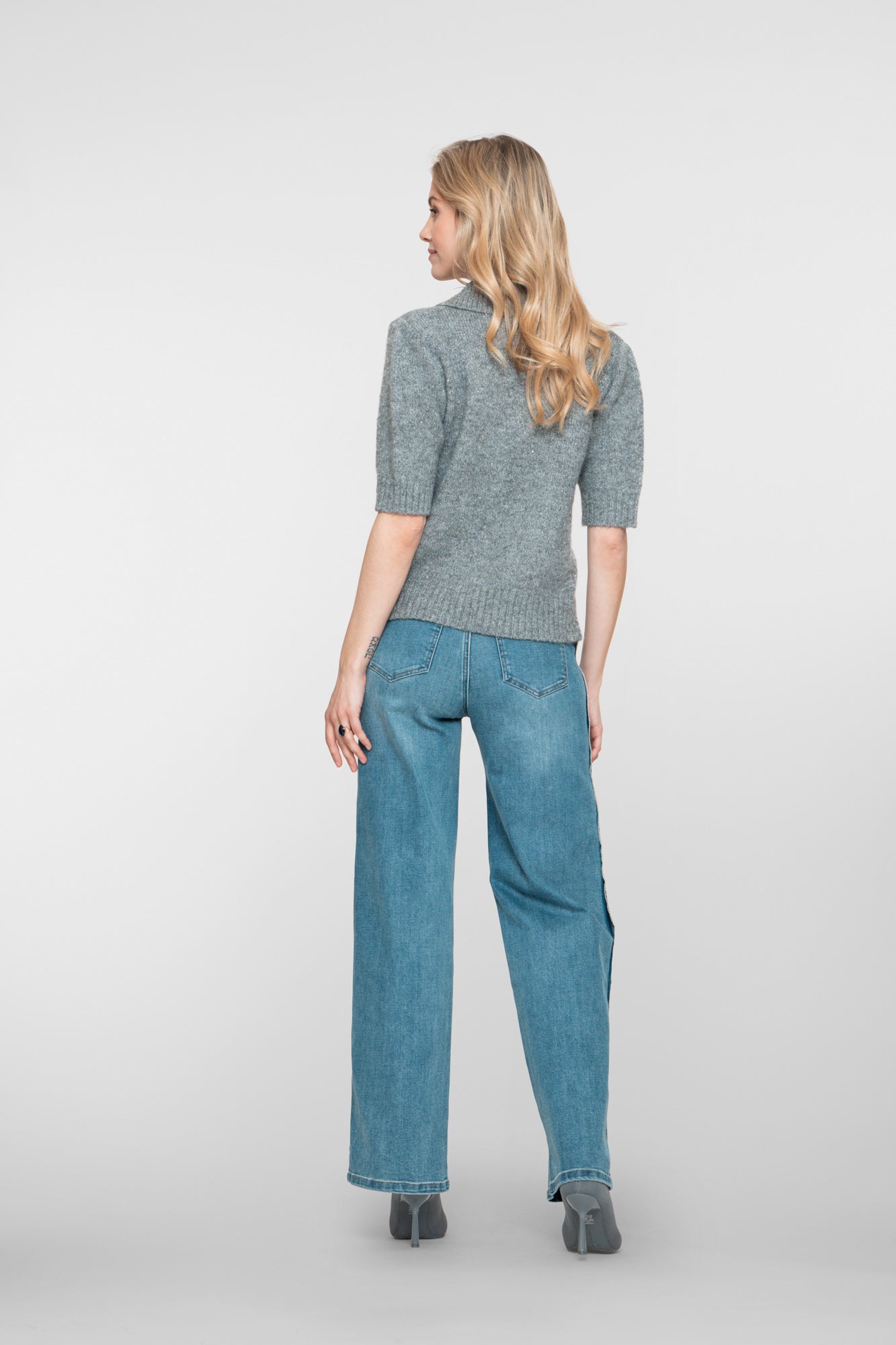 Geisha Damen-Wide-Leg-Jeans mit Seitenstreifen