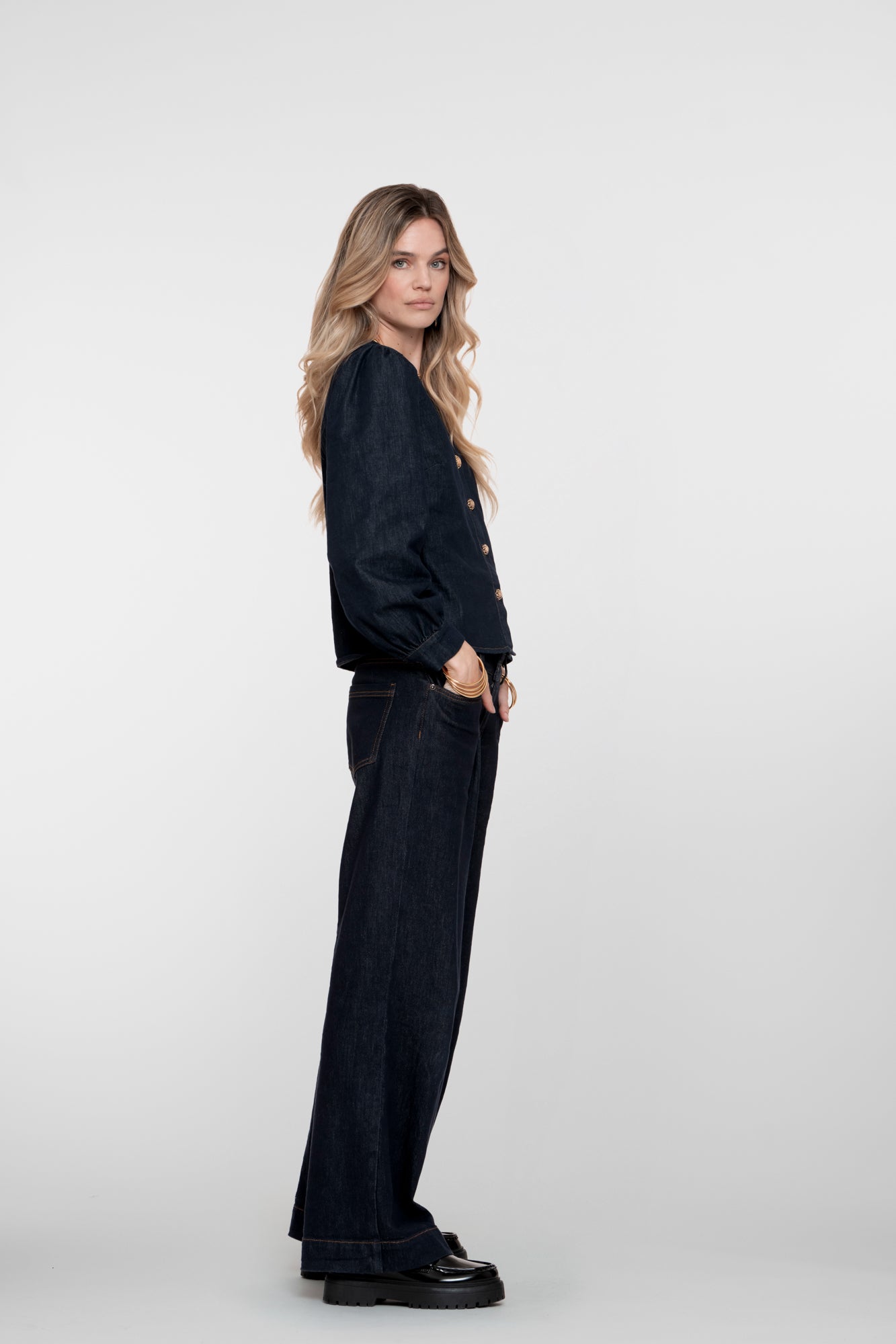 Geisha Damen-Klassische Flared-Denim-Jeans