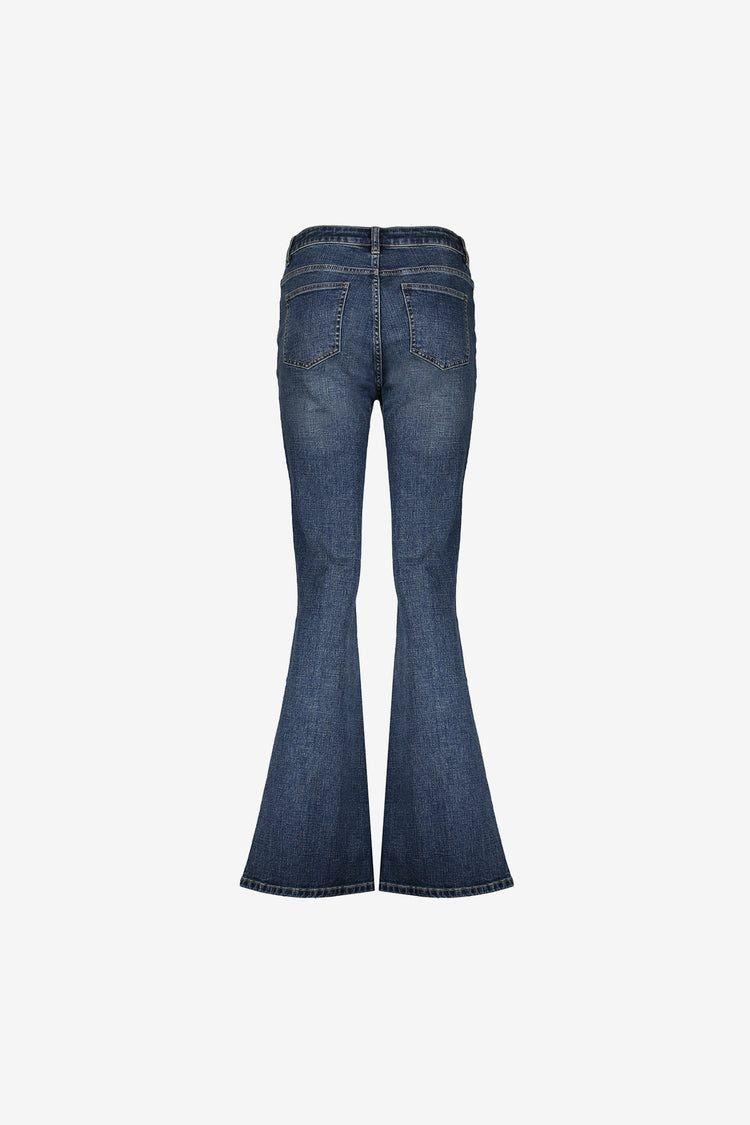Geisha Damen-Mid-Waist-Flared-Jeans
