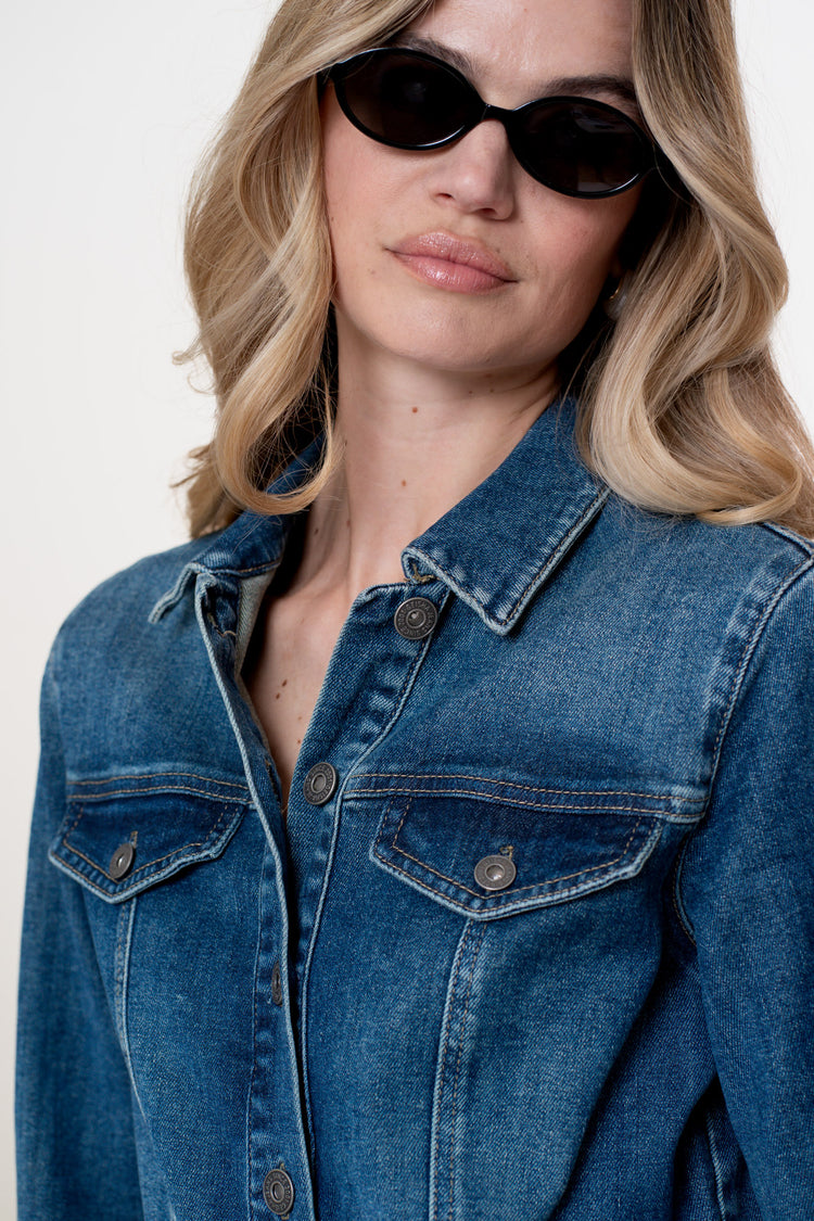 Geisha Damen-Denim-Jumpsuit mit Gürtel