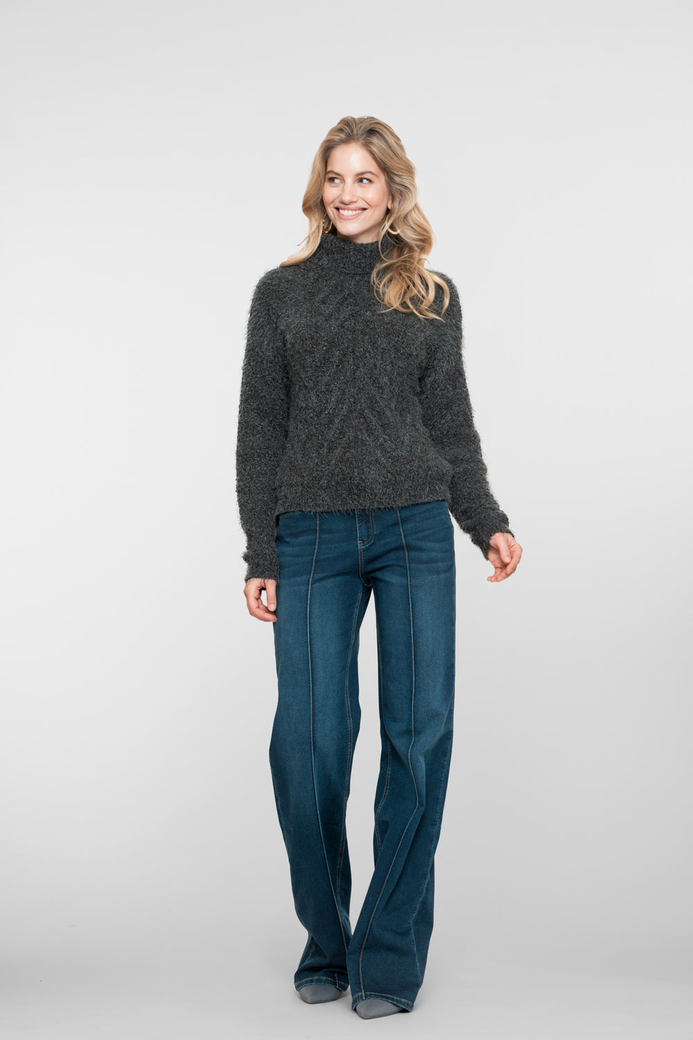 Geisha Damen-Wide-Leg-Jeans mit Kontrastnähten