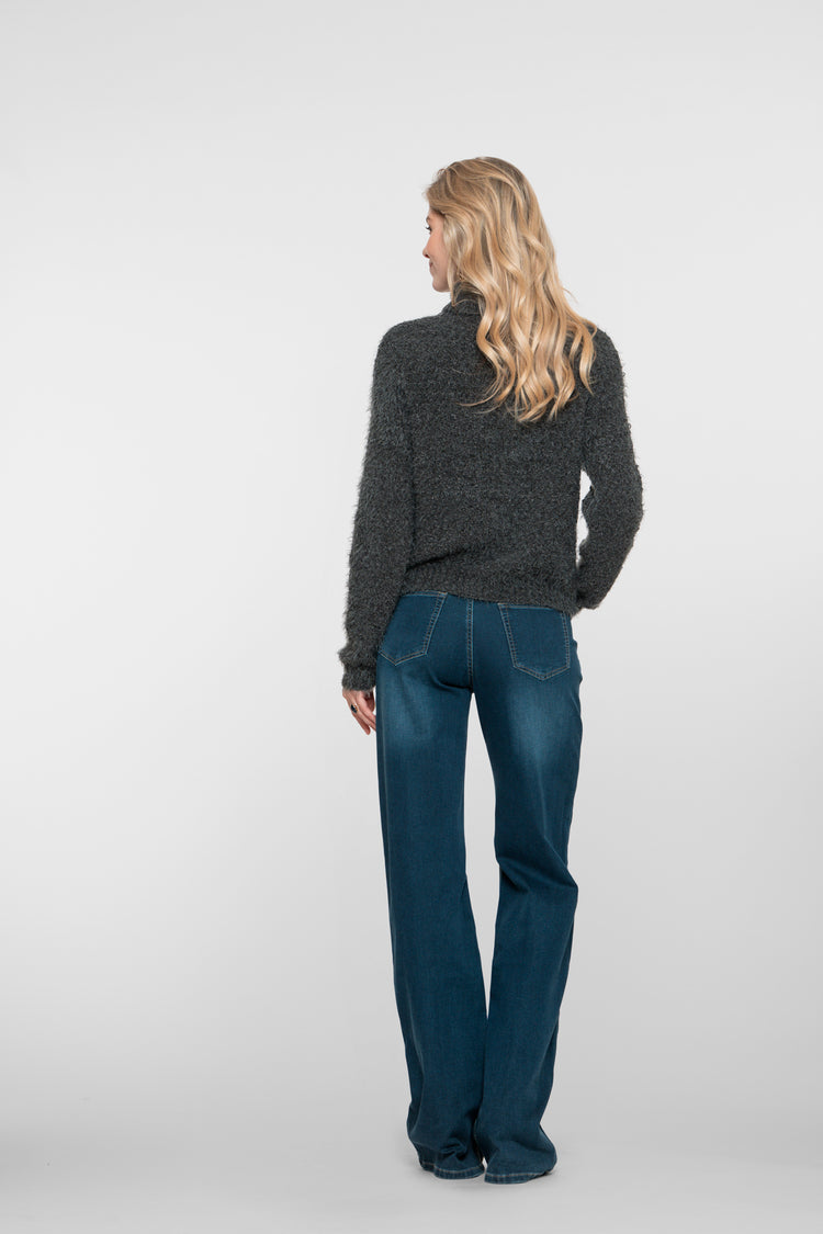 Geisha Damen-Wide-Leg-Jeans mit Kontrastnähten