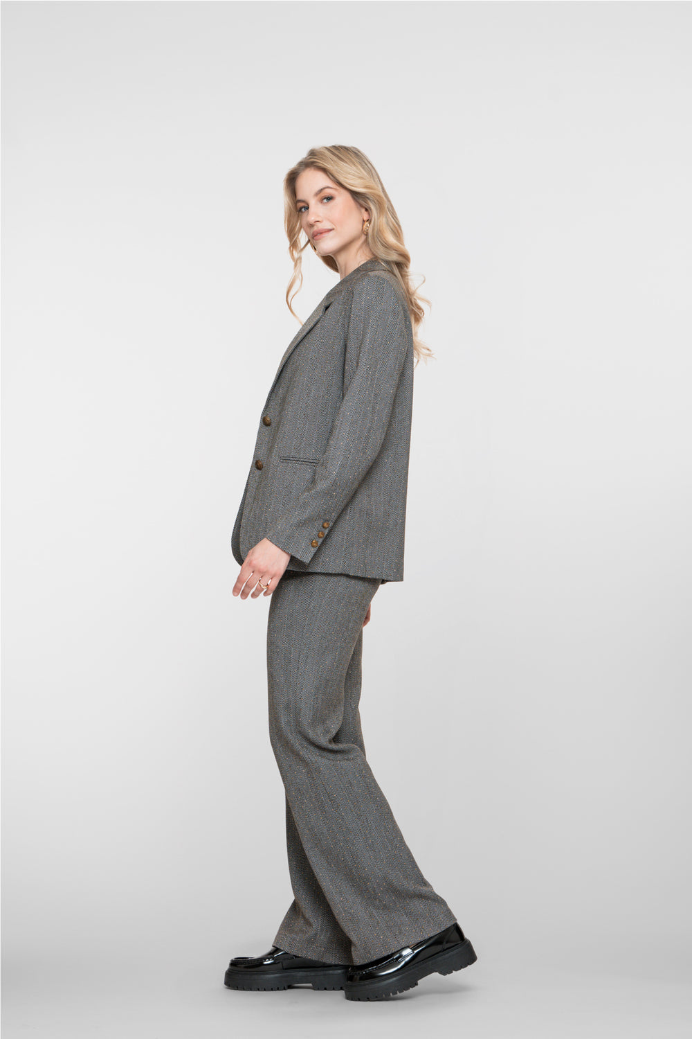 Geisha Damen-Hose mit Fischgrätenmuster und Glitzersteinen